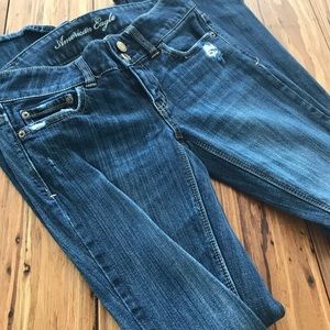American Eagle Dark Distressed Artist Jeans